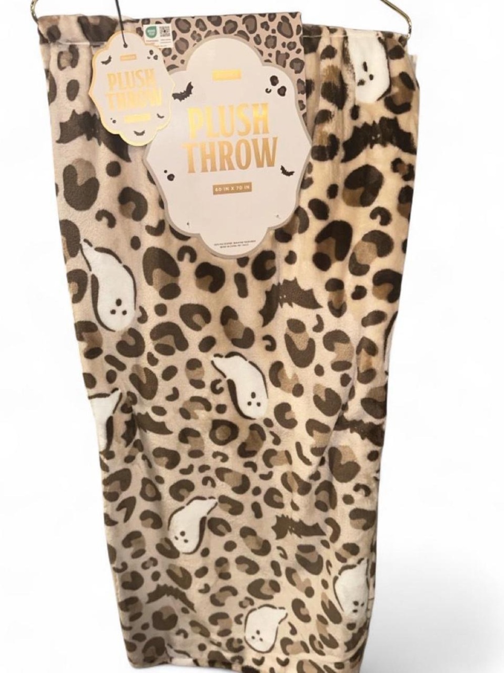 EnVogue Leopard Ghosts & Bats Halloween Plush Throw Blanket